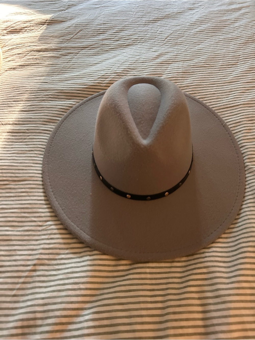8 Other Reasons Taupe Wide-Brim Felt Fedora with Studded Band